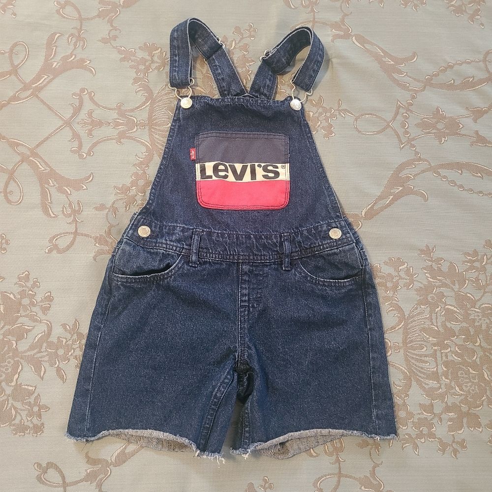 Levi's Blue Denim Overall Cutoffs Casual Shortall Girl Size 8 Reg